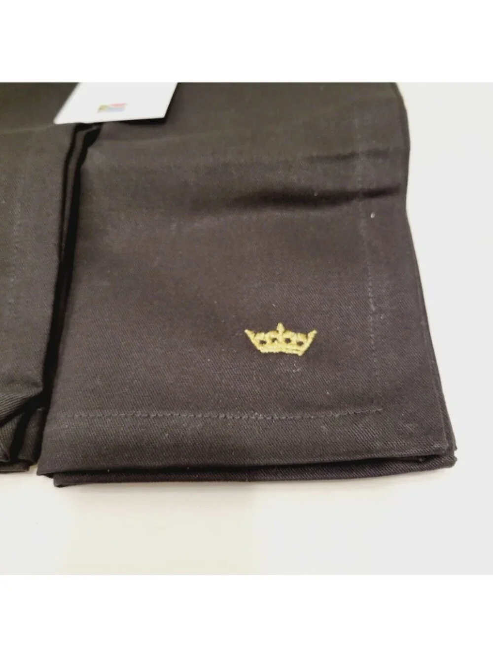 4 Melaire Linens Handmade Napkins Black With Gold Crown Embroidery South Africa